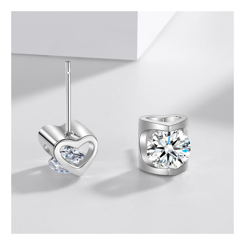 1ct Diamond Stud Earrings Real Pure Solid 925 Sterling Silver Jewelry Female Earrings Bijoux Gift