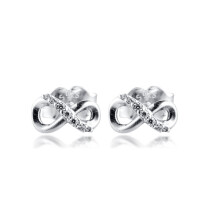 Sparkling Infinity Stud Earrings 925 Sterling Silver Jewelry For Woman Make up Female Earrings Party Jewelry