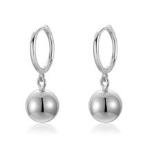 TrustDavis Real 925 Sterling Silver Sweet 18K 8mm Ball Charm Hoop Earring For Women Wedding Fine Jewelry DA1788