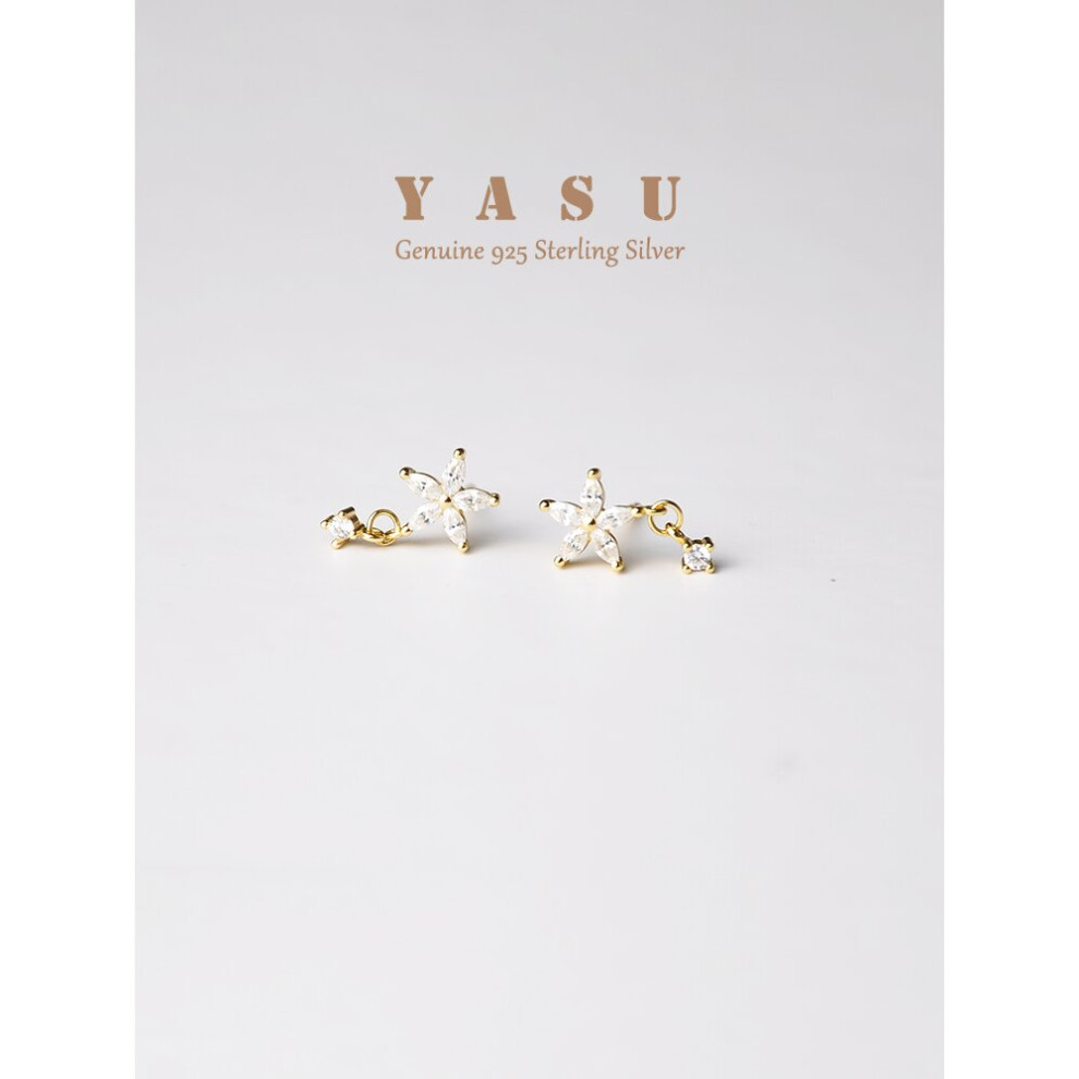 Yasu Arrival Blossom Diamond Drop Earrings Woman 925 Sterling Silver 18K Plating Jewelry-image-OPC-PBS959R-NEW