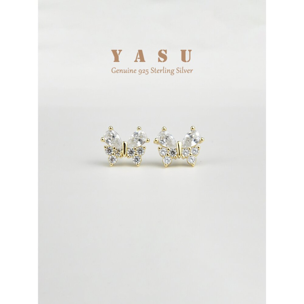 Yasu 925 Sterling Silver American Diamonds Butterfly Stud Earrings for Women Stunning Fine Wedding Jewelry Accessories-image-OPC-PBS955M-NEW