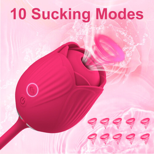 Rose Sucking Toy Vibrator with Thrusting Vibrating Egg for Women 1