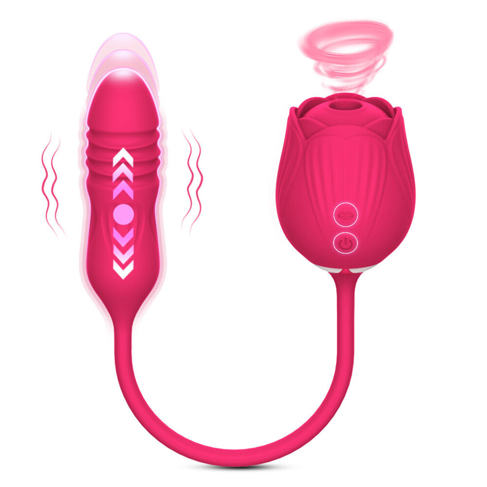 Rose Sucking Toy Vibrator with Thrusting Vibrating Egg for Women