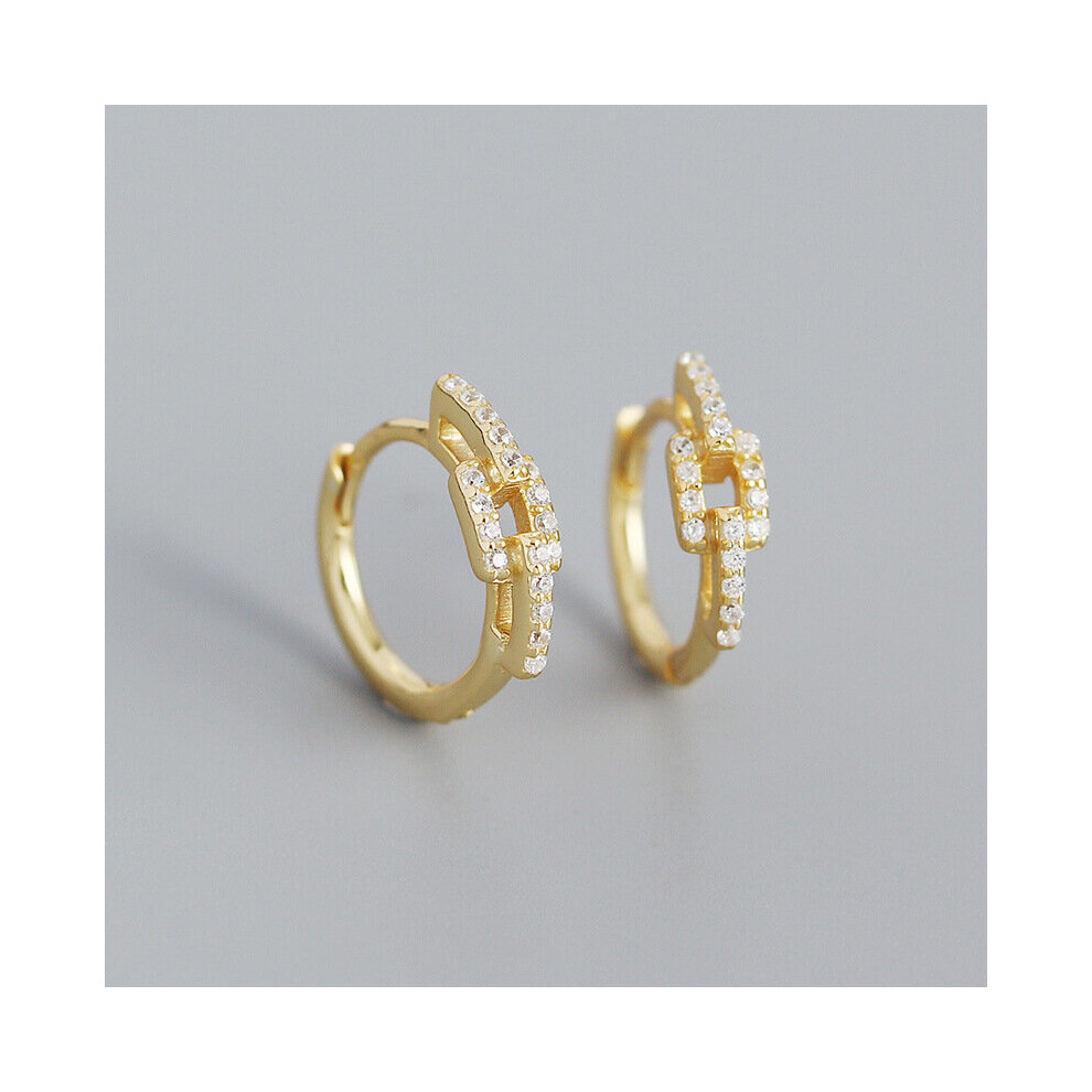 925 Sterling Silver Punk Hip-Hop Zircon Link Chain Huggie Hoop Earrings for Women Men Party Jewelry Gift-image-OPC-PBS95JZ-NEW