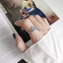 925 sterling silver ring retro cross three-layer twist smiley ring open adjustable wild boy girl silver hand jewel