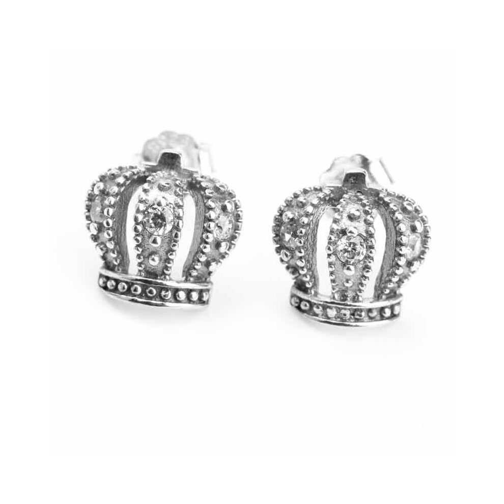 Crown Earrings 925 Sterling Silver for Women Girls Queen Hollow Silver Stud Earrings for Fine Jewelry