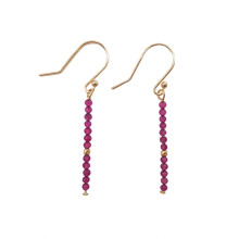 Lab-created Ruby Beads 925 sterling silver Drop Earrings