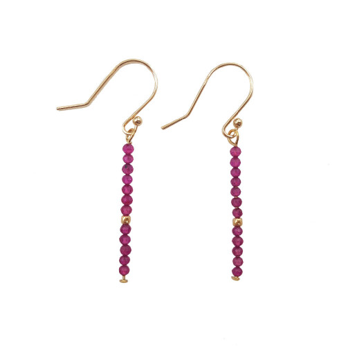 Lab-created Ruby Beads 925 sterling silver Drop Earrings