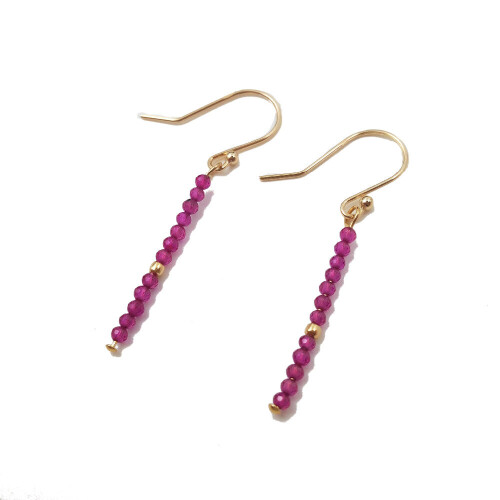 Lab-created Ruby Beads 925 sterling silver Drop Earrings 1