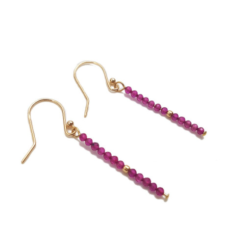 Lab-created Ruby Beads 925 sterling silver Drop Earrings 2