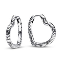 925 Sterling Silver Moments Heart Charm Hoop Earrings For Women Gift DIY Jewelry