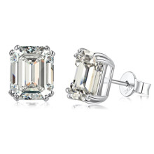 100% 925 Sterling Silver Emerald Cut 4CT High Carbon Diamonds Ear Stud Earrings Wedding Party Jewelry Drop