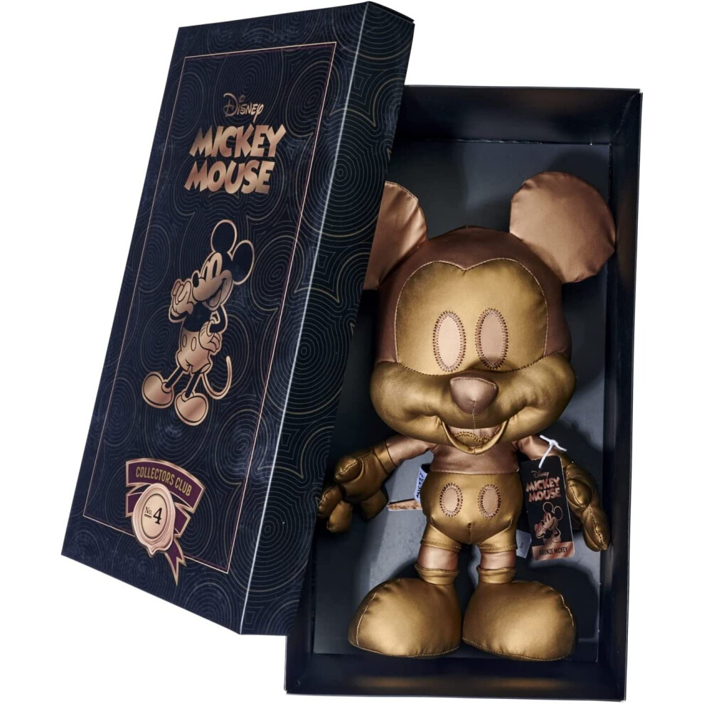 Simba 6315870313 Disney Bronze Mickey Mouse, April Edition, 35 cm Plush Figure in Gift Box, Special, Limited Edition Collectible, Soft Toy