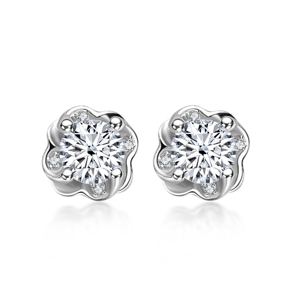 Women's Multicoloured Real Moissanite D Stud Earrings 14K Plated Sterling Silver 4 Prong Diamond Earring For Ear Stud