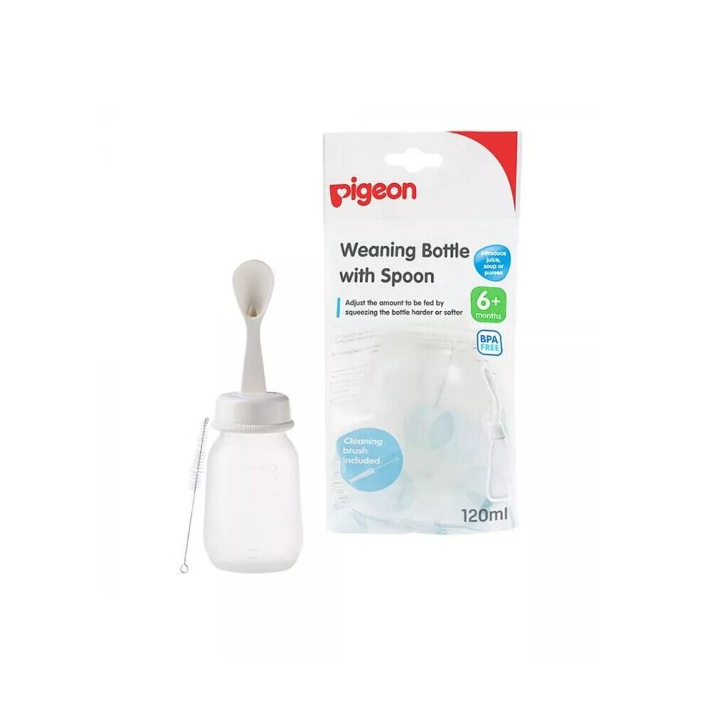 Pigeon Plastic Weaning Bottle With Spoon Keeping Baby's Delicate Gums In Mind 120mL 03328