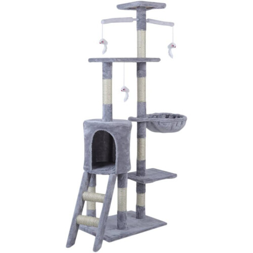 145cm Cat Tree Kitten Scratching Post Climbing Cat Tower Cat Bed Activity Centre