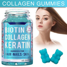 Crecimiento del cabello Gummies w / Biotina Colágeno Queratina Multivitaminas para las uÃas Gummies