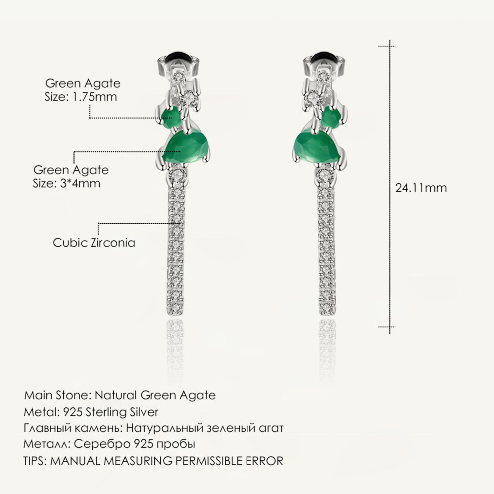 GEM'S BALLET 925 Sterling Silver Gemstone Tassel Dangle Earrings Natural Green Agate Earrings for Women Fine Jewelry Bijoux-image-OPC-PBS9MJ8-NEW