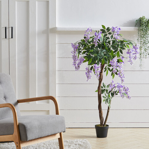 120cm Large Artificial Purple Wisteria Flower Tree Indoor Outdoor Fake Plant Home Decor
