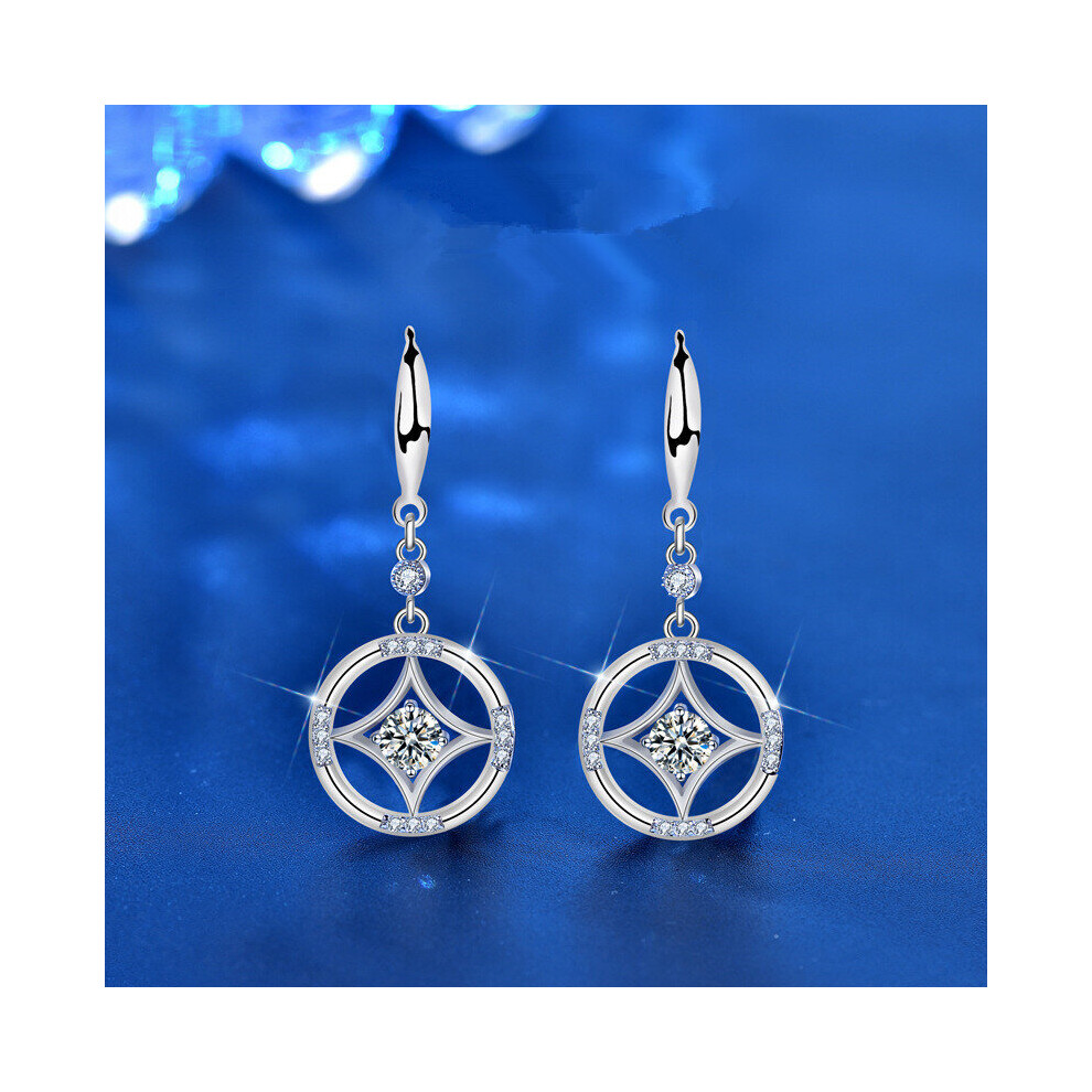 Women's 925 Sterling Silver Stud Earrings Chinese Style Retro Copper Money Inlaid Moissanite Jewelry Couple Gift-image-OPC-PBS9RT7-NEW