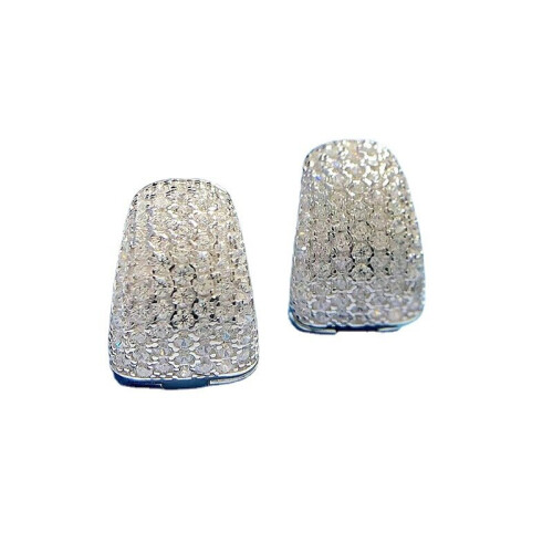 Neymar's Same Full-diamond Close-set Earrings 925 Silver Light Small High-grade Earrings