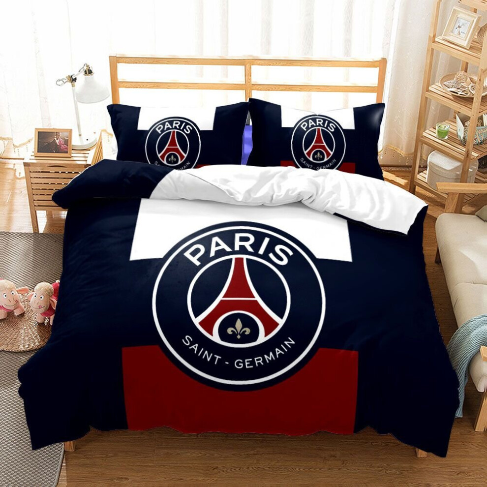 (Paris) Soccer Team Logo Double 3 Piece Bedding Set Ball Sports Collection Textiles Home