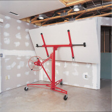 (Red) 16FT Rolling Drywall Lifter Panel Hoist Jack Tool