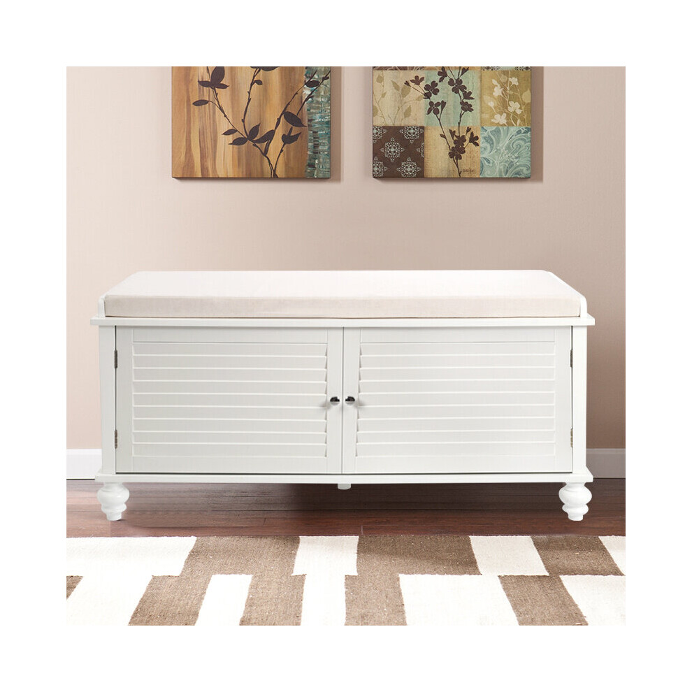 Shoe Cabinet Storage Bench Padded Seat Cushion Wood Hallway Seating Storage Unit