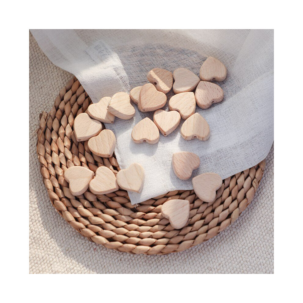 Natural Wooden Heart Spacer Beading Beads for Baby Teethers DIY Crafts