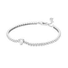 925 Sterling Silver Bracelet Sparkling Heart Pave Tennis Bracelet Fit Women Bead Charm Diy Jewelry