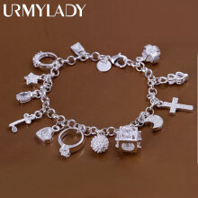 hot valentine charm 925 sterling silver Jewelry Bracelets women lady wedding charms