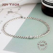 100% sterling silver 925 bracelet large pendant smile face chain ladies bracelet party silver 925 jewelry
