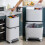 Living And Home 48L Trolley Recycling Rubbish Bin Double Layer Pedal Waste Can with Wheels 3