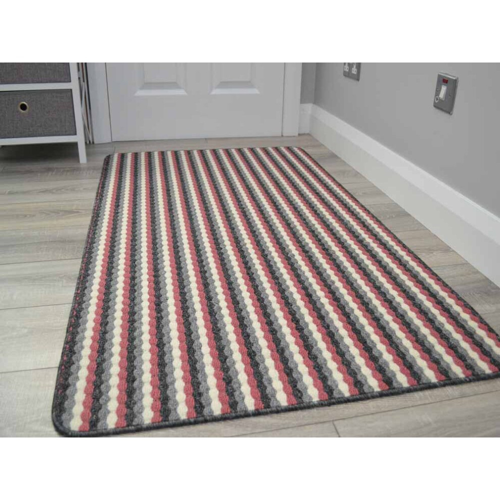 (Rose Pink, 80cm x 140cm) Machine Washable Kitchen Floor Rugs Non Slip Mats