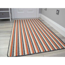 (Rust Terracotta, 100cm x 160cm) Machine Washable Kitchen Floor Rugs Non Slip Mats