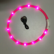 (Pink) 8 Colours RGB LED Flash Pet Dog Collars Light Anti Lost USB Rechargeable Night Safety