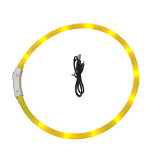 (Yellow) 8 Colours RGB LED Flash Pet Dog Collars Light Anti Lost USB Rechargeable Night Safety