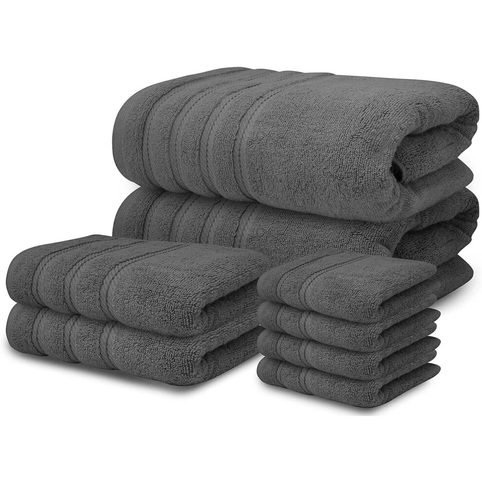 (Charcoal Grey) 8 Piece Towel Bale Set 100% Egyptian Cotton Face Hand Bath Towels 600 GSM Super Soft and Absorbent for Multipurpose use