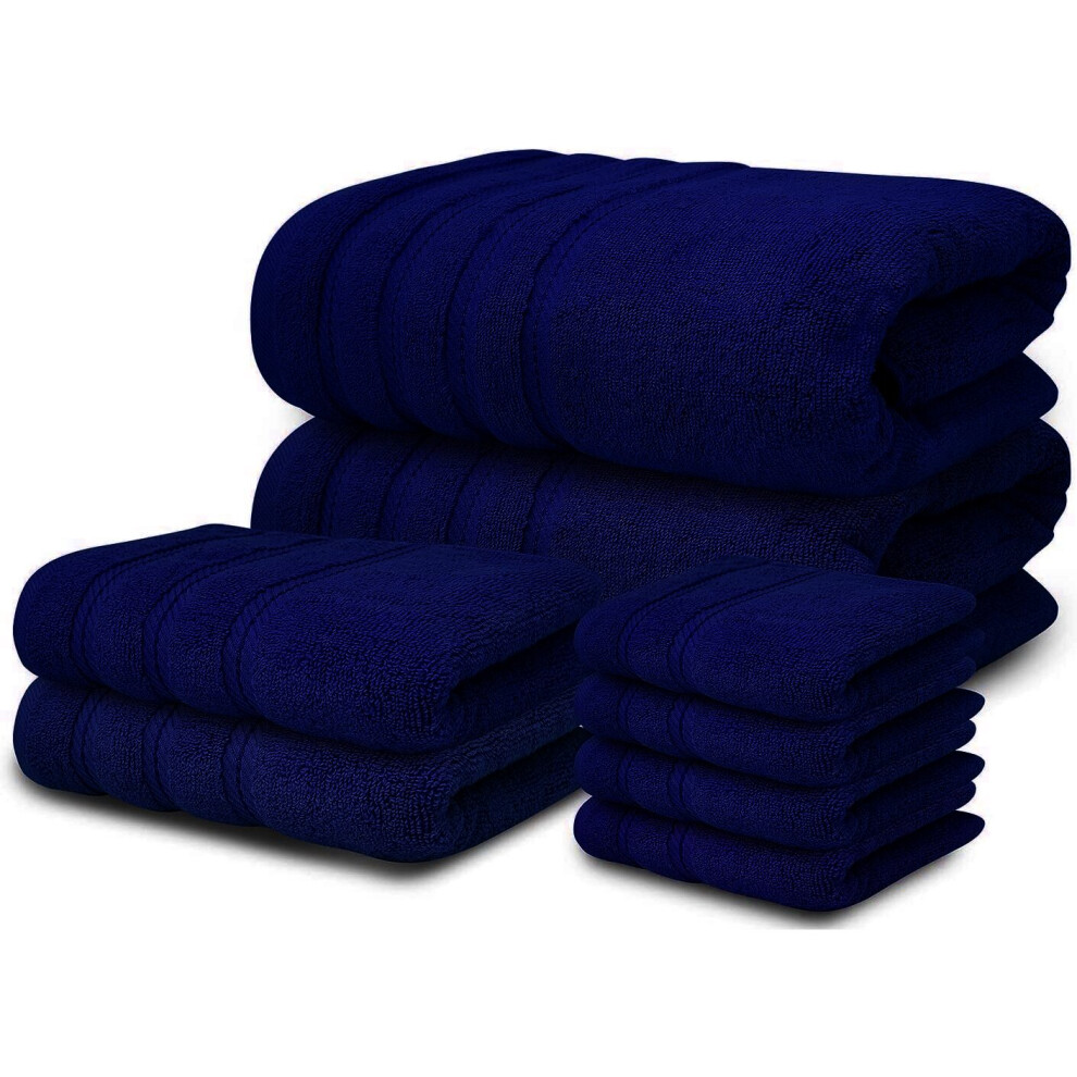 (Blue) 8 Piece Towel Bale Set 100% Egyptian Cotton Face Hand Bath Towels 600 GSM Super Soft and Absorbent for Multipurpose use