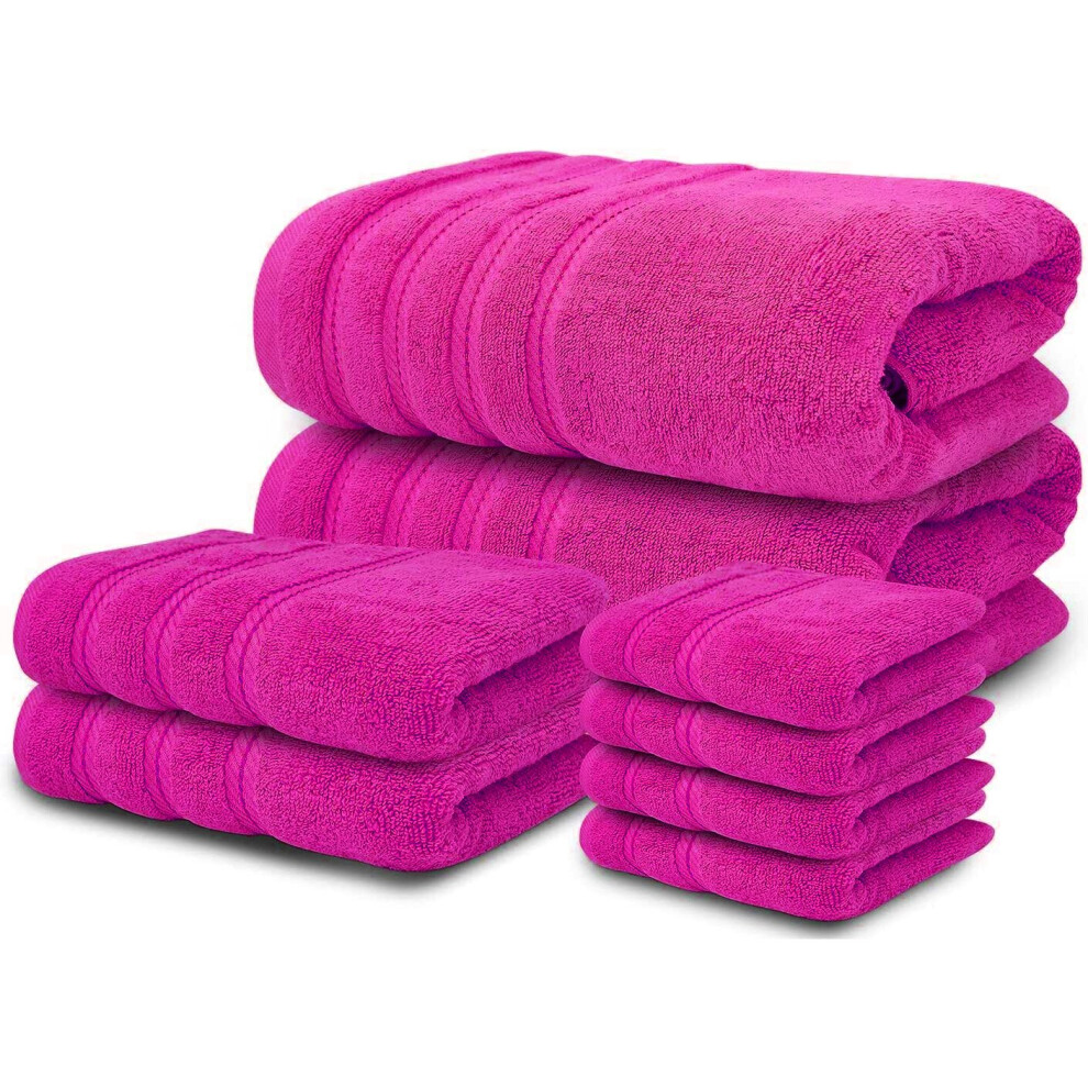 (Pink) 8 Piece Towel Bale Set 100% Egyptian Cotton Face Hand Bath Towels 600 GSM Super Soft and Absorbent for Multipurpose use