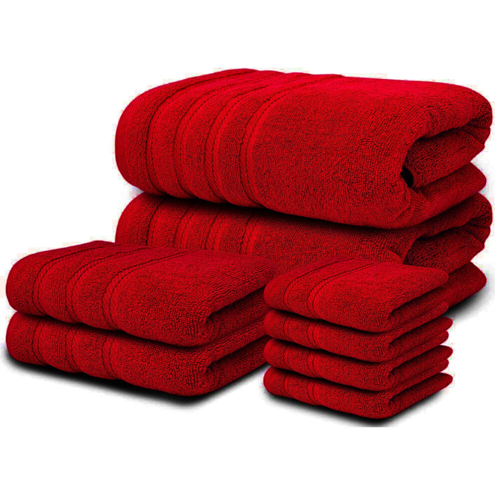 (Red) 8 Piece Towel Bale Set 100% Egyptian Cotton Face Hand Bath Towels 600 GSM Super Soft and Absorbent for Multipurpose use