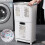 Living And Home 3-Compartment Rolling Laundry Sorter Hamper - White Plastic with Locking Castors, 74 cm Tall 1