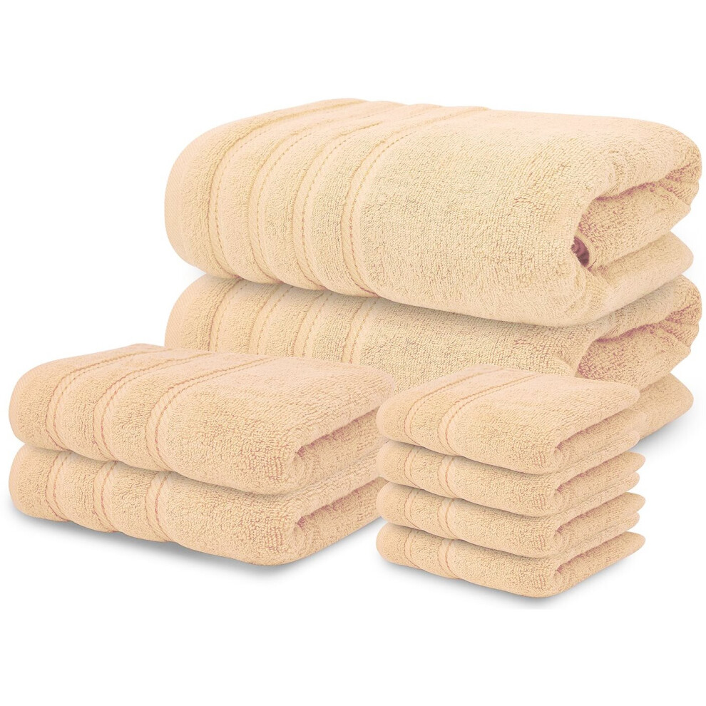 (Latte) 8 Piece Towel Bale Set 100% Egyptian Cotton Face Hand Bath Towels 600 GSM Super Soft and Absorbent for Multipurpose use