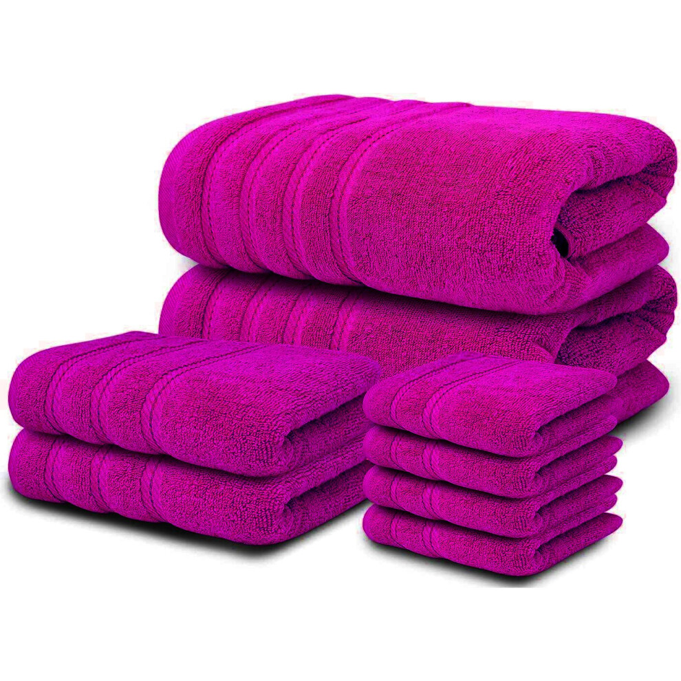 (Purple) 8 Piece Towel Bale Set 100% Egyptian Cotton Face Hand Bath Towels 600 GSM Super Soft and Absorbent for Multipurpose use