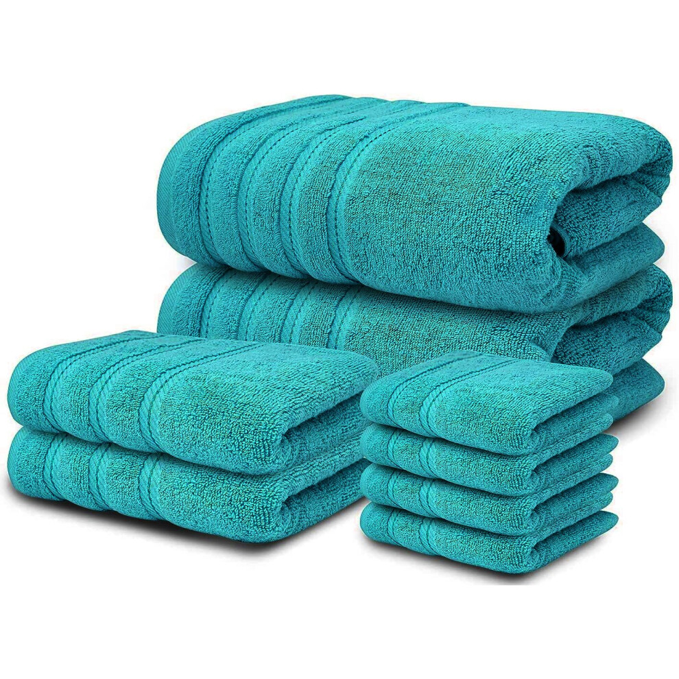 (Teal) 8 Piece Towel Bale Set 100% Egyptian Cotton Face Hand Bath Towels 600 GSM Super Soft and Absorbent for Multipurpose use