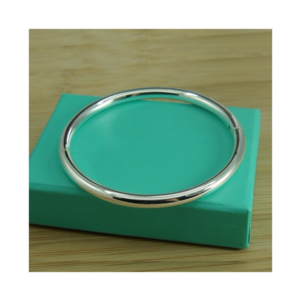 Female 925 Sterling Silver Bangle Solid Smooth Bracelet Bangle For Women Charm Jewelry Party Birthday Multicoloured