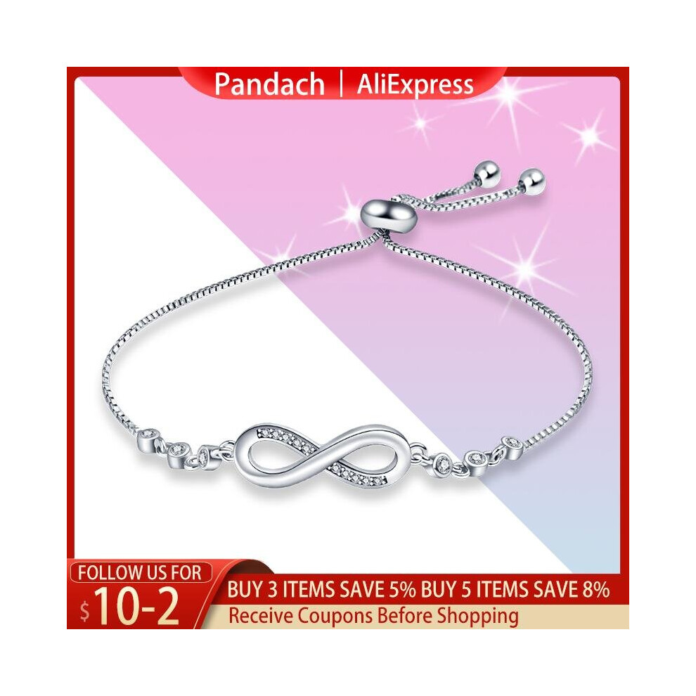 925 Sterling Silver Infinity Adjustable Bracelet For Women Hot 8 Word Bracelet For Gift Cmb81 Multicoloured