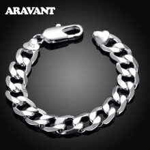 925 Silver 8MM 10MM 12MM Flat Sideways Bracelets Chains For Men Jewelry