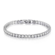 Bracelet de tennis en argent massif 18K 14K Moissanite pour femmes D VVS1 Round 925 Bracelet de fiançailles en argent sterling