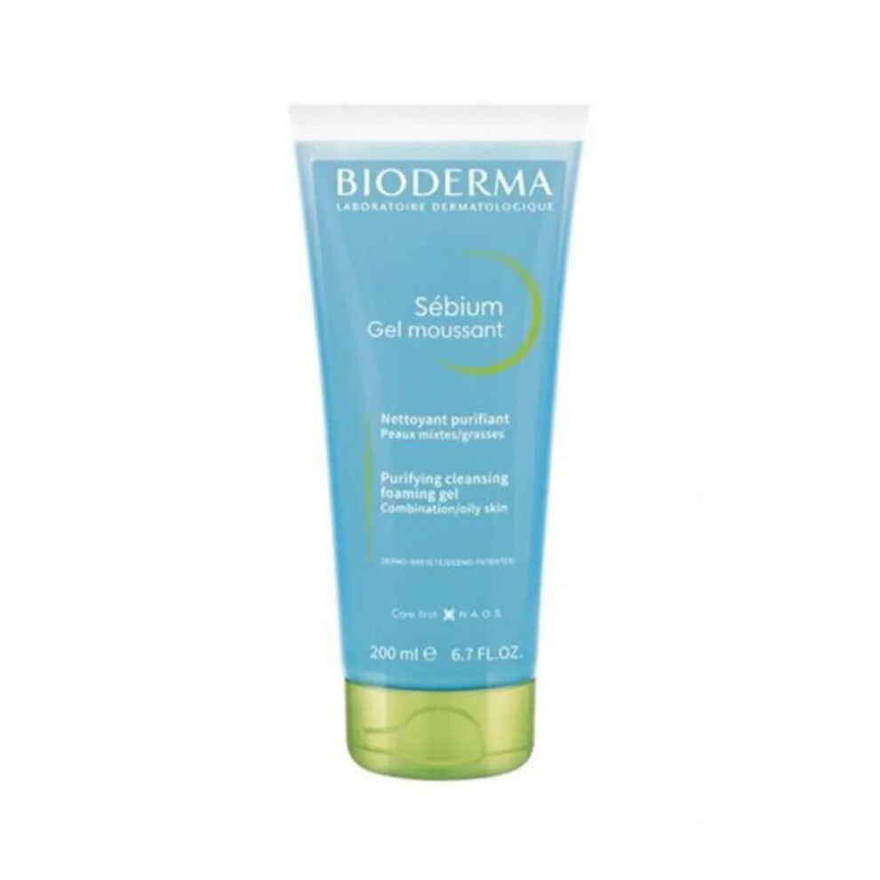 Bioderma Sebium Foaming Gel Tube Blue 200ml - Gentle Cleansing for Oily and Combination Skin